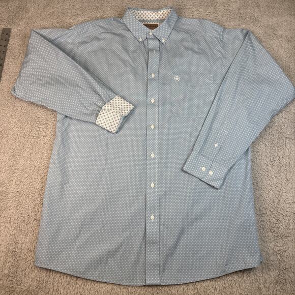ARIAT MEN'S WRINKLE FREE IAN PORCELAIN BLUE SHIRT 10051507 Size XL Tall - Picture 1 of 7